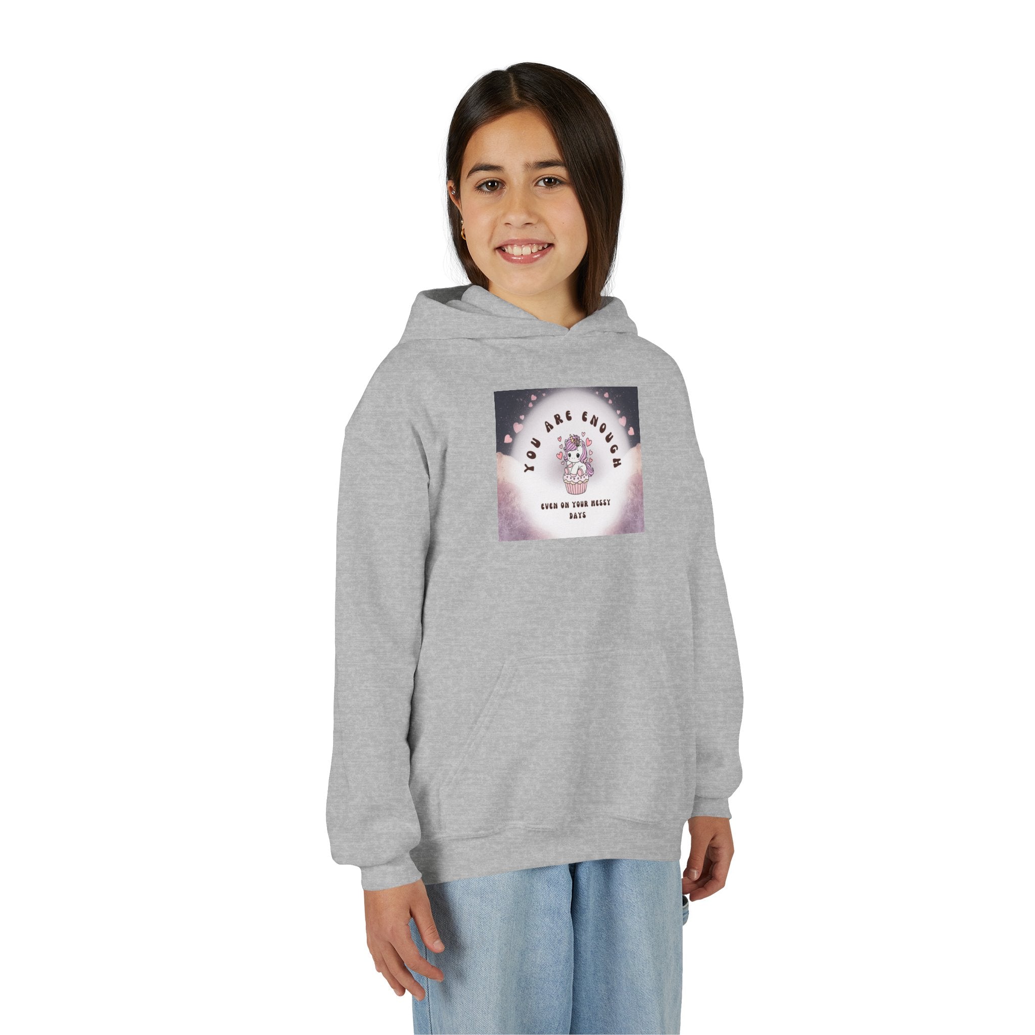 Youth Hoodie — "You Are Enough" Unicorn Comfort Sweatshirt for Kids