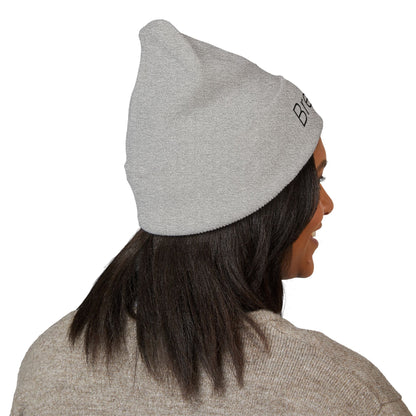 Breathe embroidered beanie | cuffed knit hat, minimalist text