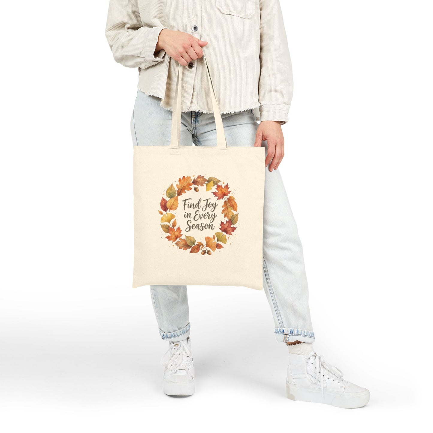 Autumn Leaf Tote Bag Cotton Canvas With Long Handles And Seasonal Charm