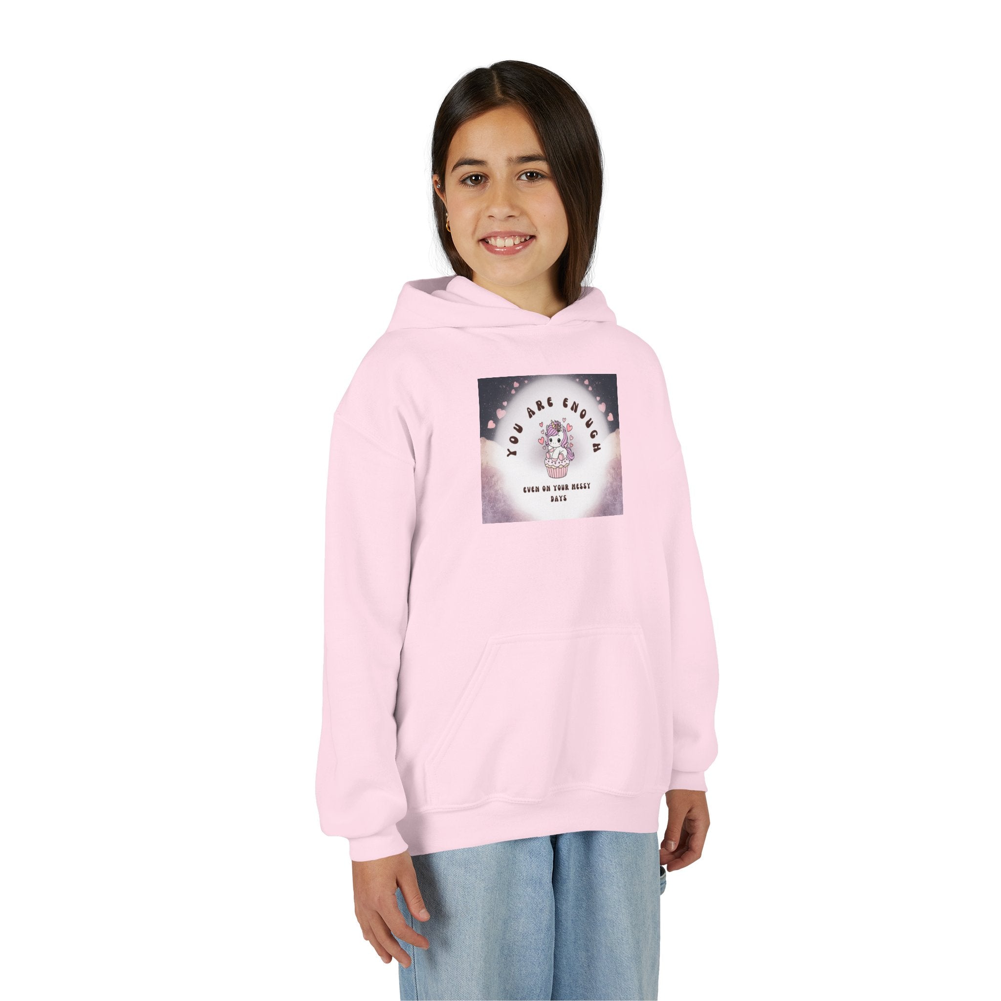 Youth Hoodie — "You Are Enough" Unicorn Comfort Sweatshirt for Kids