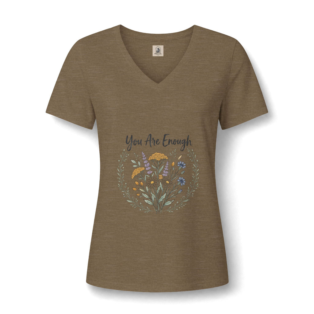 You Are Enough Floral V Neck Tee Womens Lightweight Summer Top