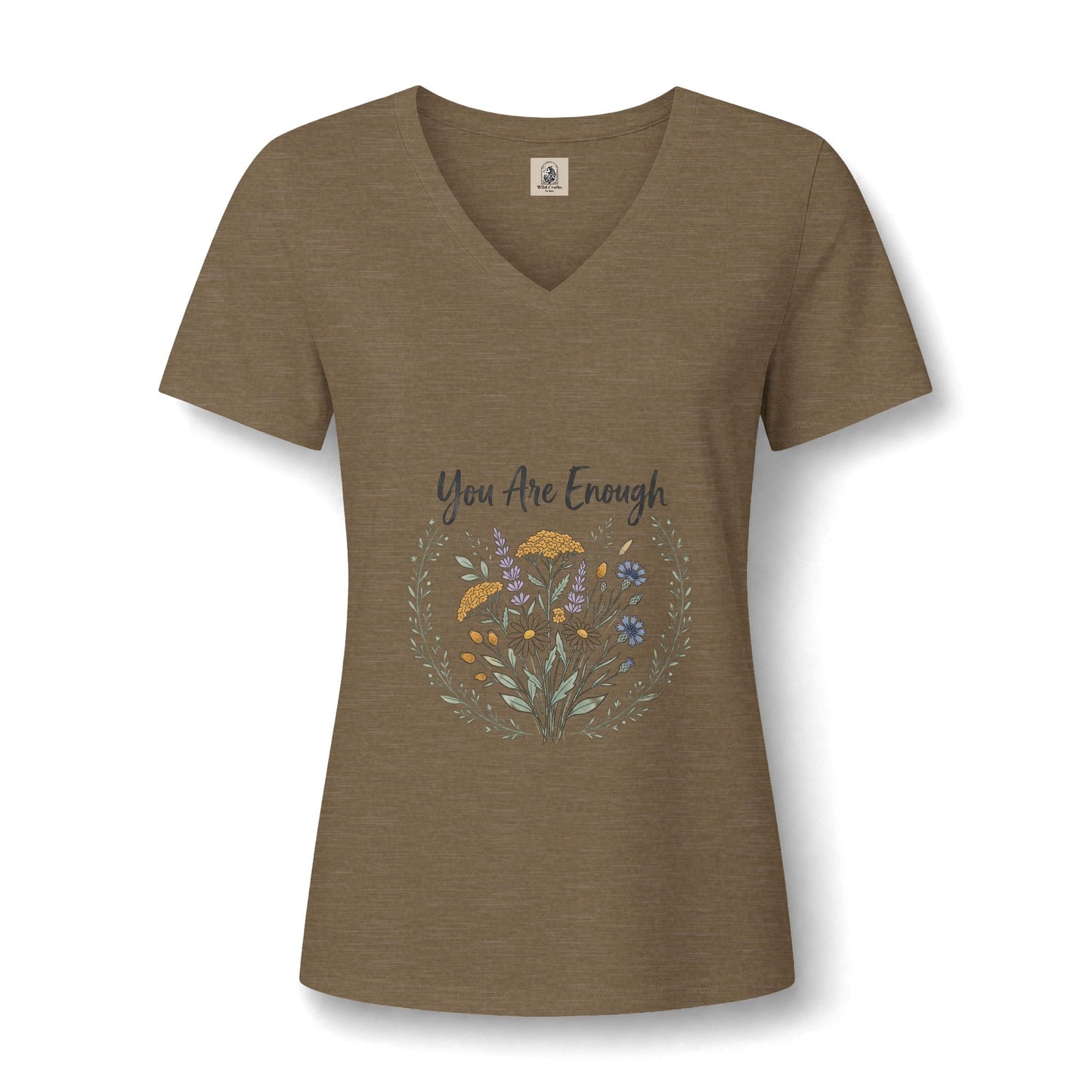 You Are Enough Floral V Neck Tee Womens Lightweight Summer Top