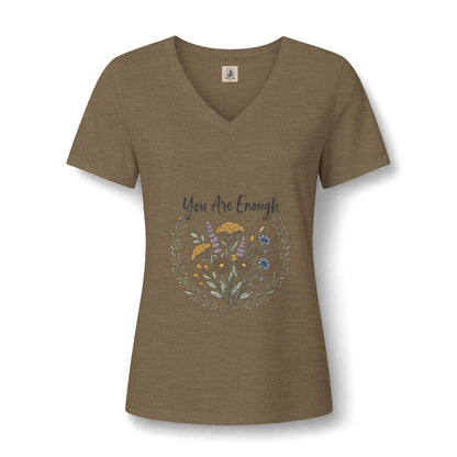 You Are Enough Floral V Neck Tee Womens Lightweight Summer Top