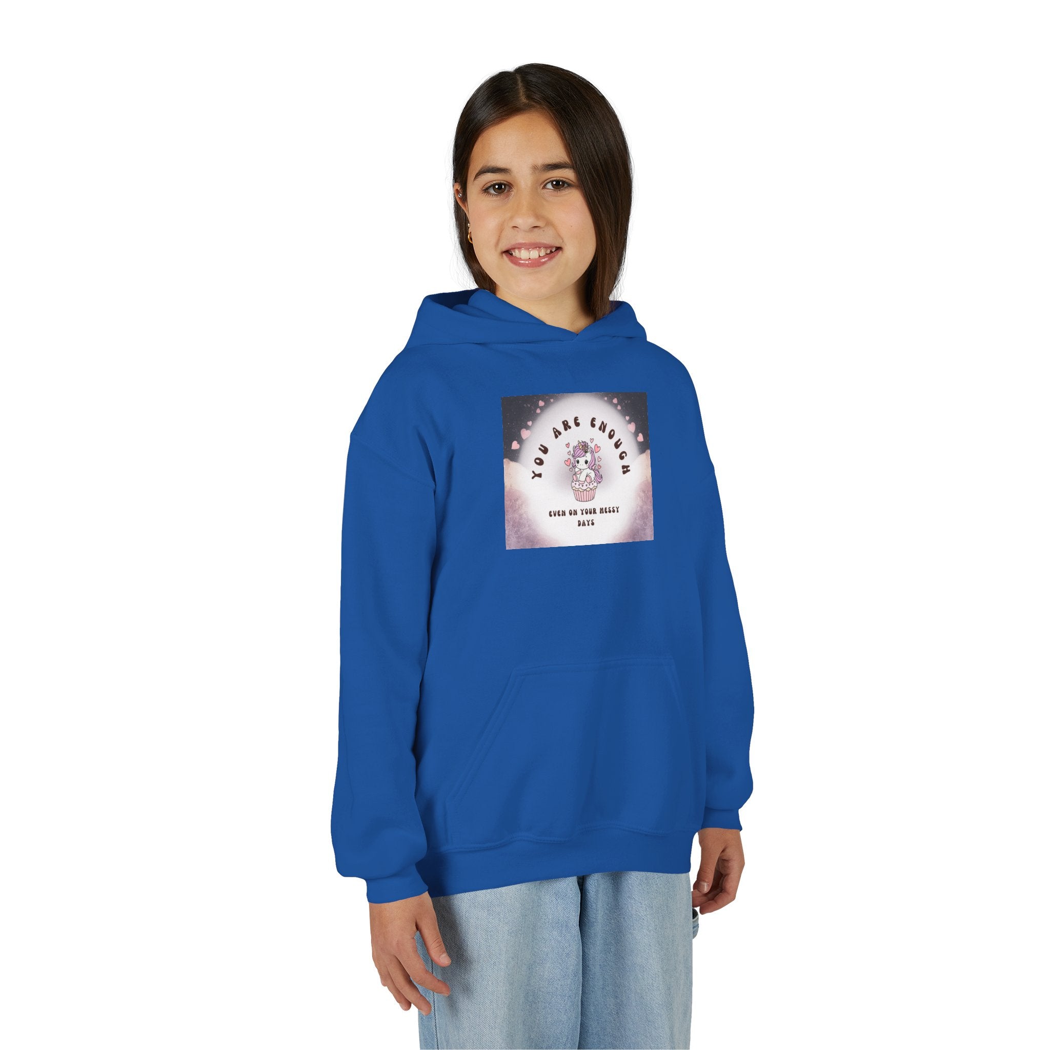 Youth Hoodie — "You Are Enough" Unicorn Comfort Sweatshirt for Kids
