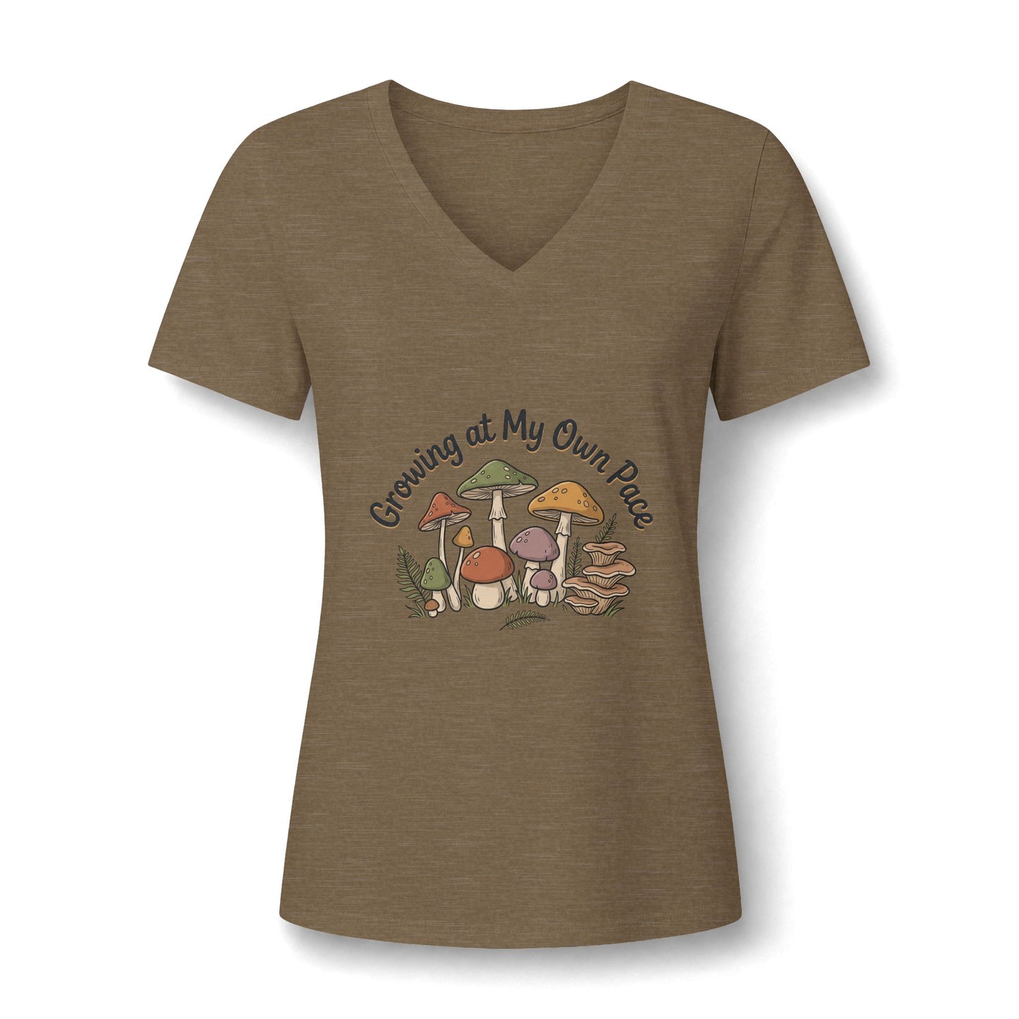 Growing At My Own Pace V Neck Tee Women's Mushroom Graphic Tee