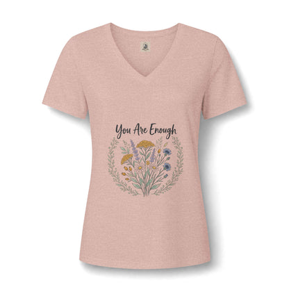 You Are Enough Floral V Neck Tee Womens Lightweight Summer Top