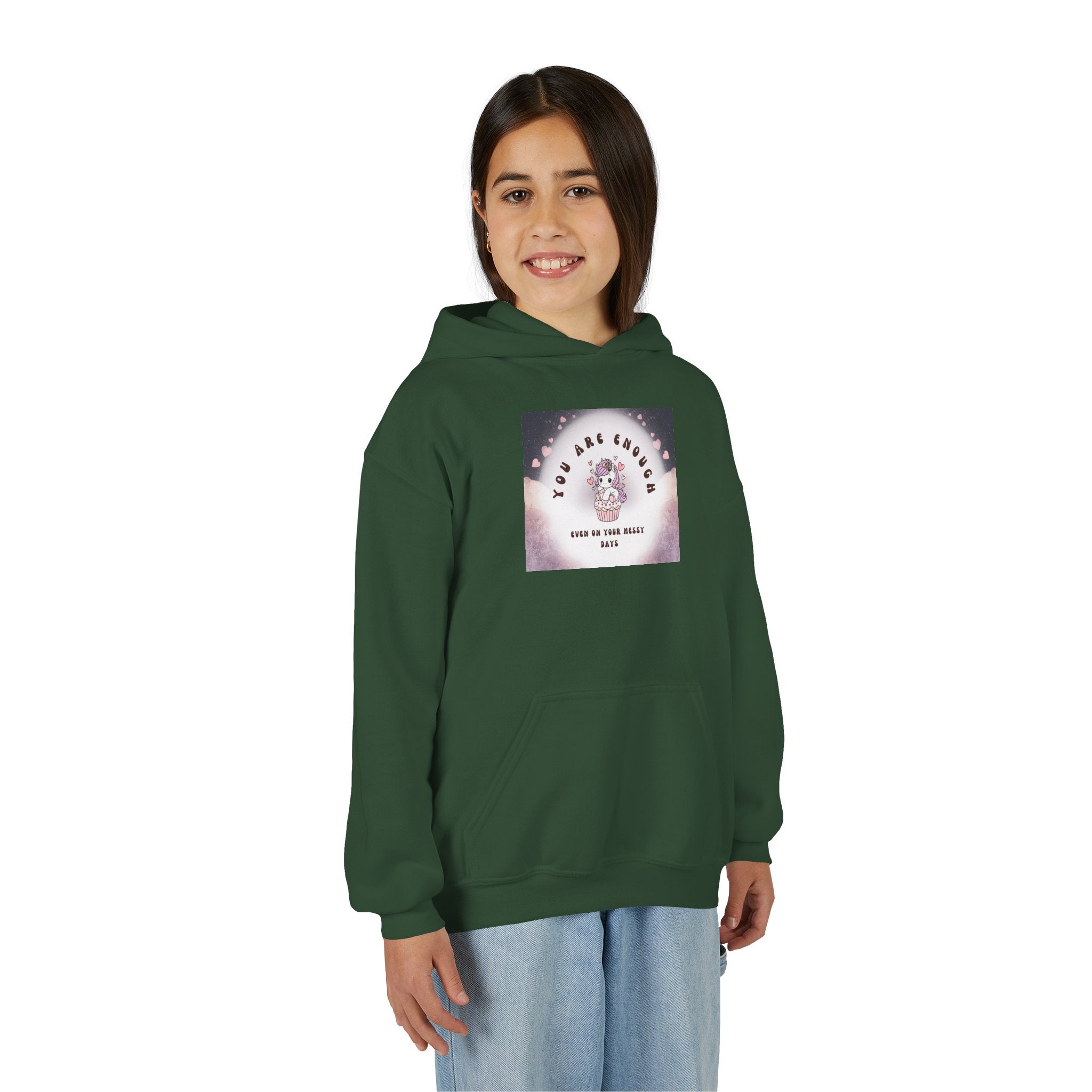 Youth Hoodie — "You Are Enough" Unicorn Comfort Sweatshirt for Kids