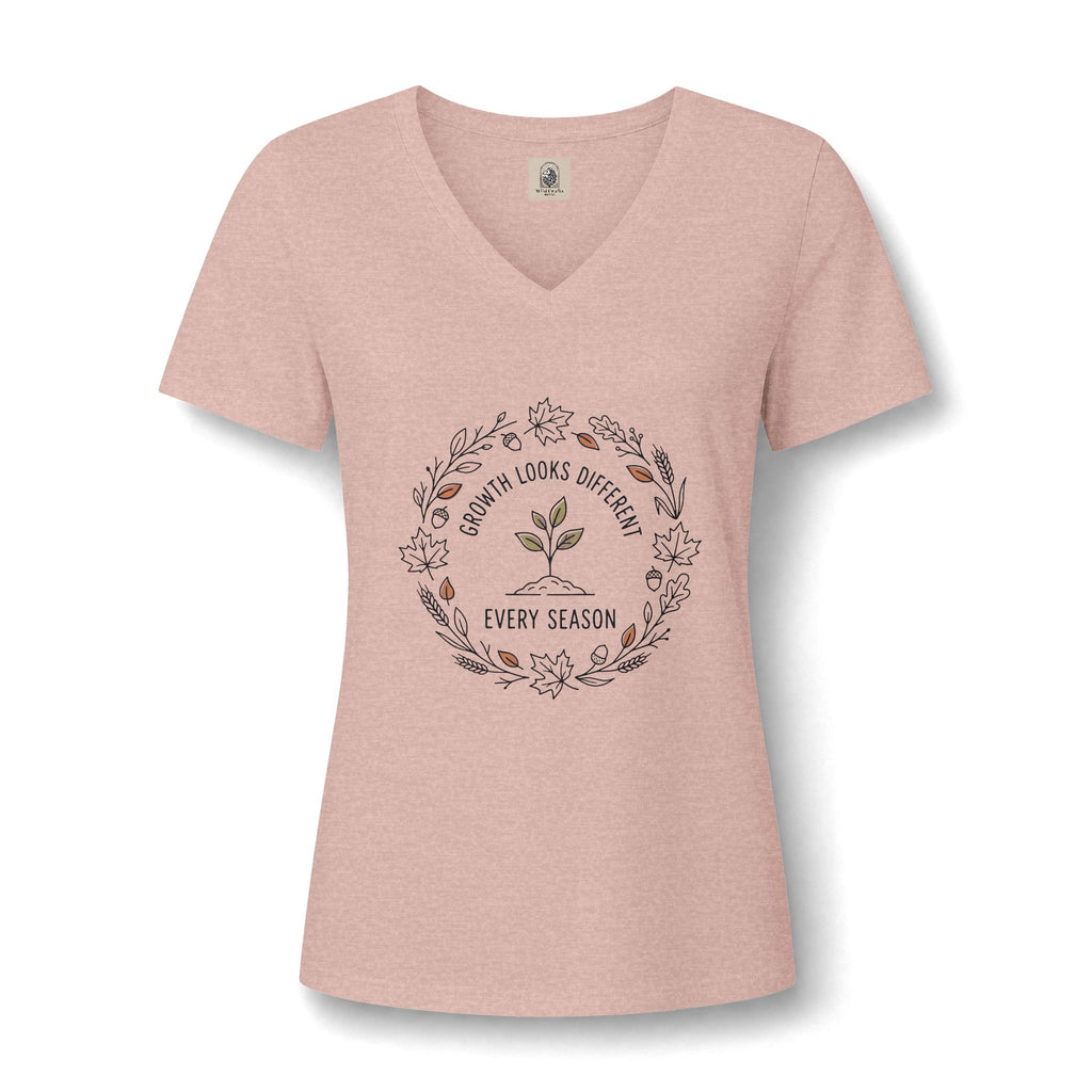 Womens Relaxed Fall V Neck Tee Shirt Heathered Everyday Comfort