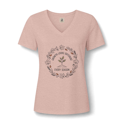 Womens Relaxed Fall V Neck Tee Shirt Heathered Everyday Comfort