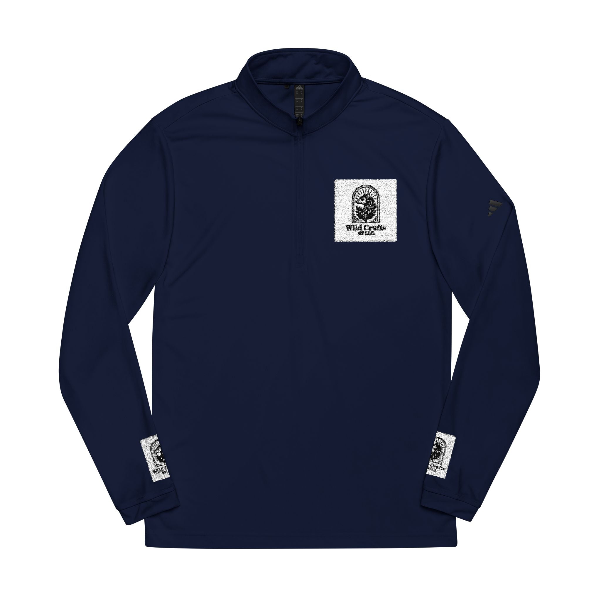 Brand logo Adidas Embroidered Quarter-Zip Pullover — Minimal Crest Logo