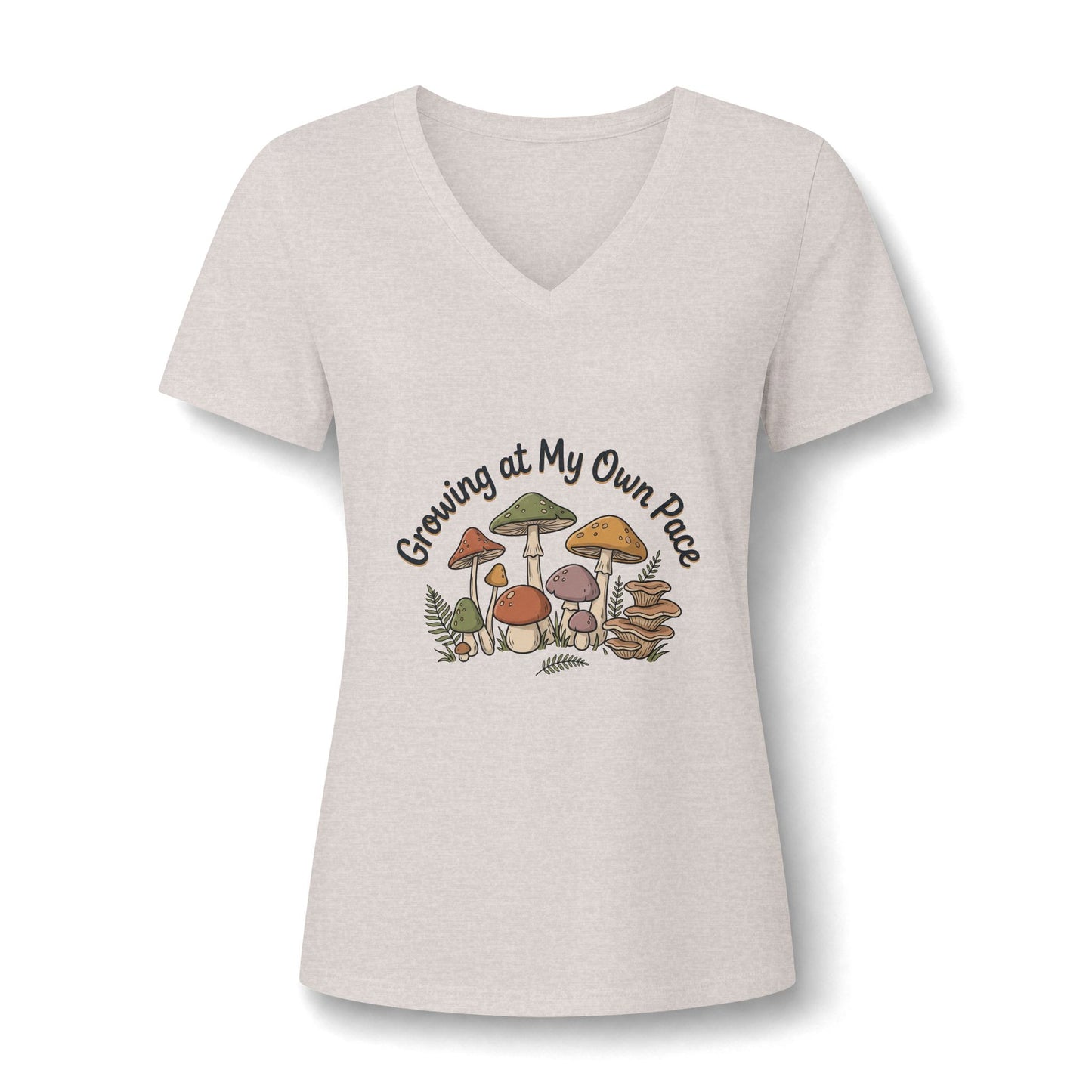 Growing At My Own Pace V Neck Tee Women's Mushroom Graphic Tee
