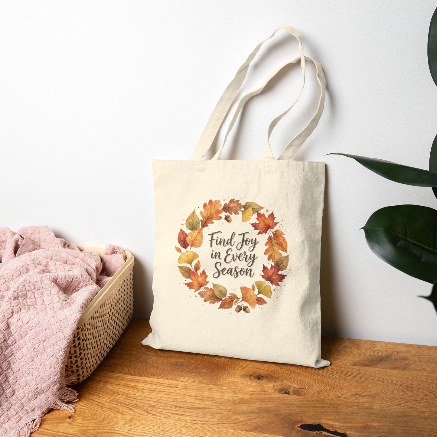 Autumn Leaf Tote Bag Cotton Canvas With Long Handles And Seasonal Charm