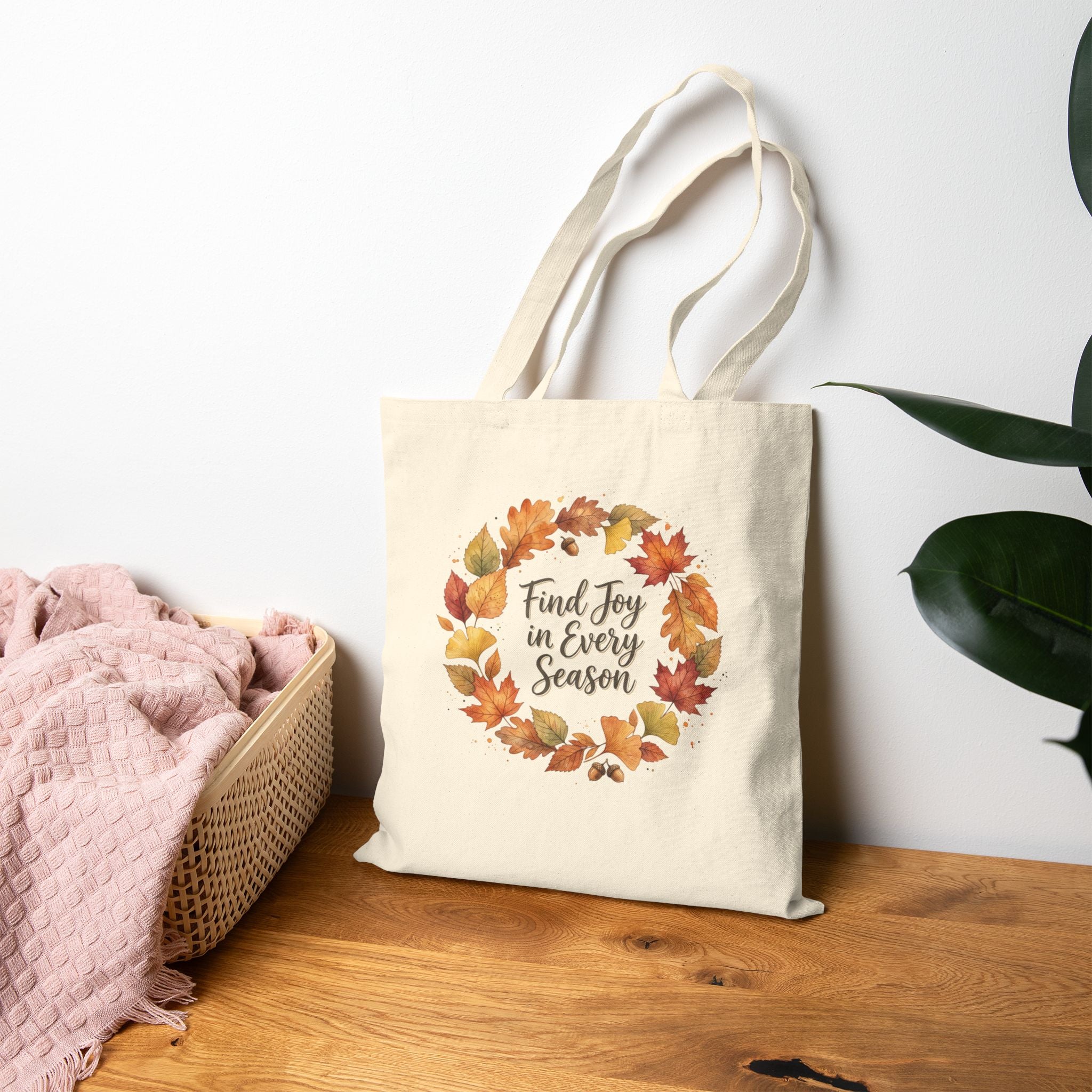 Autumn Leaf Tote Bag Cotton Canvas With Long Handles And Seasonal Charm
