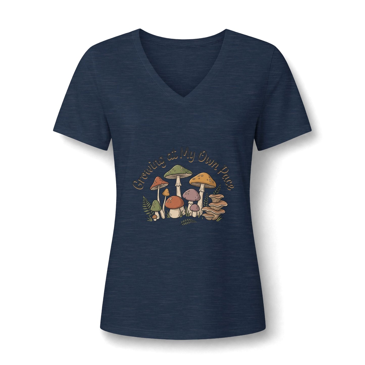 Growing At My Own Pace V Neck Tee Women's Mushroom Graphic Tee
