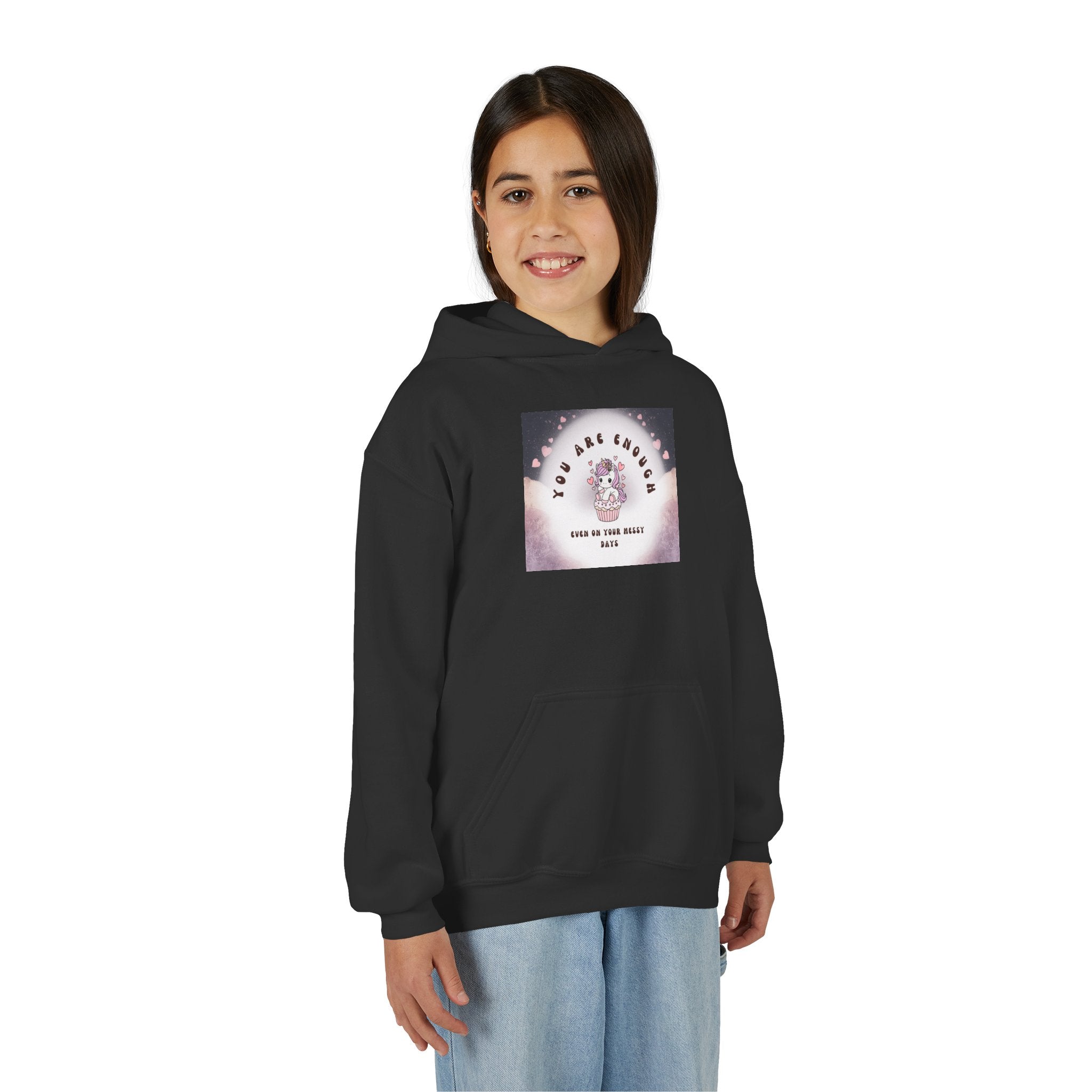 Youth Hoodie — "You Are Enough" Unicorn Comfort Sweatshirt for Kids