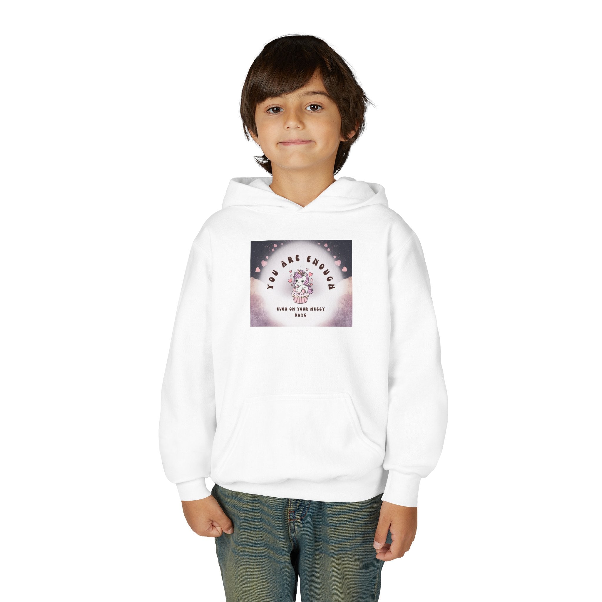 Youth Hoodie — "You Are Enough" Unicorn Comfort Sweatshirt for Kids