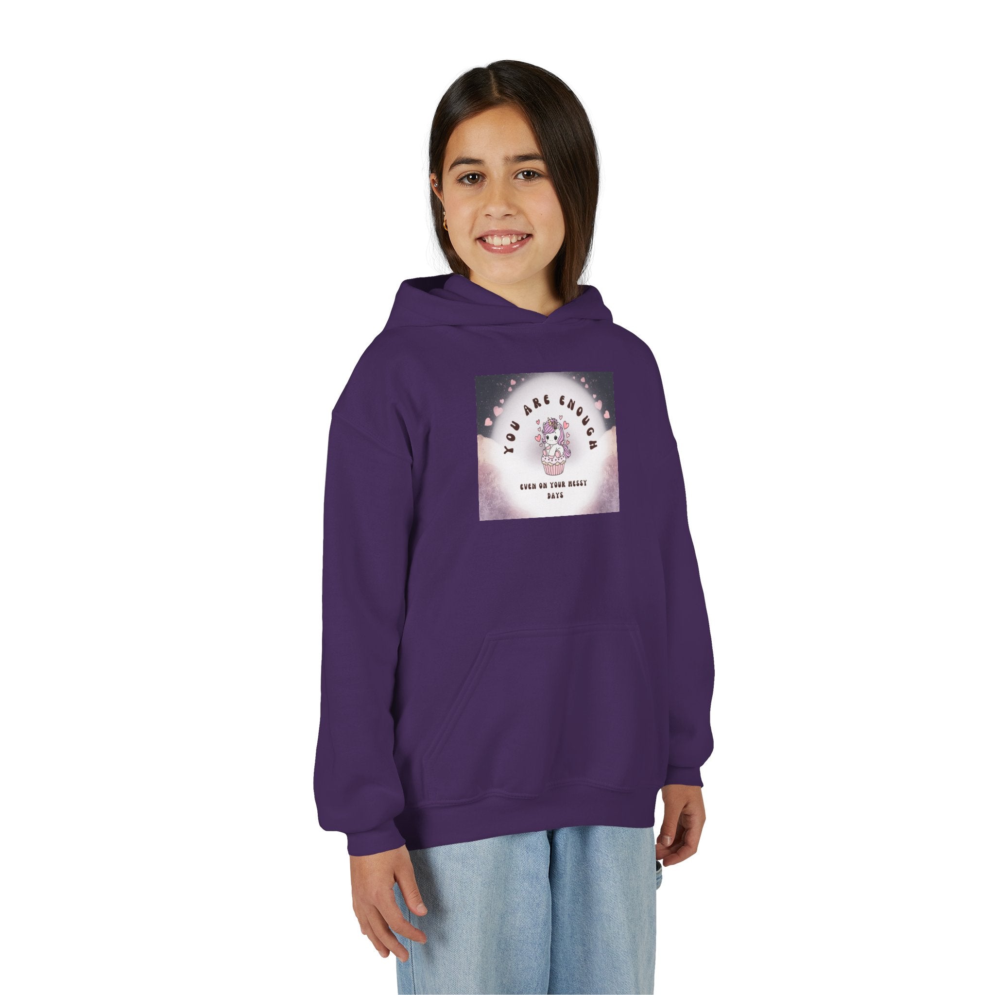Youth Hoodie — "You Are Enough" Unicorn Comfort Sweatshirt for Kids