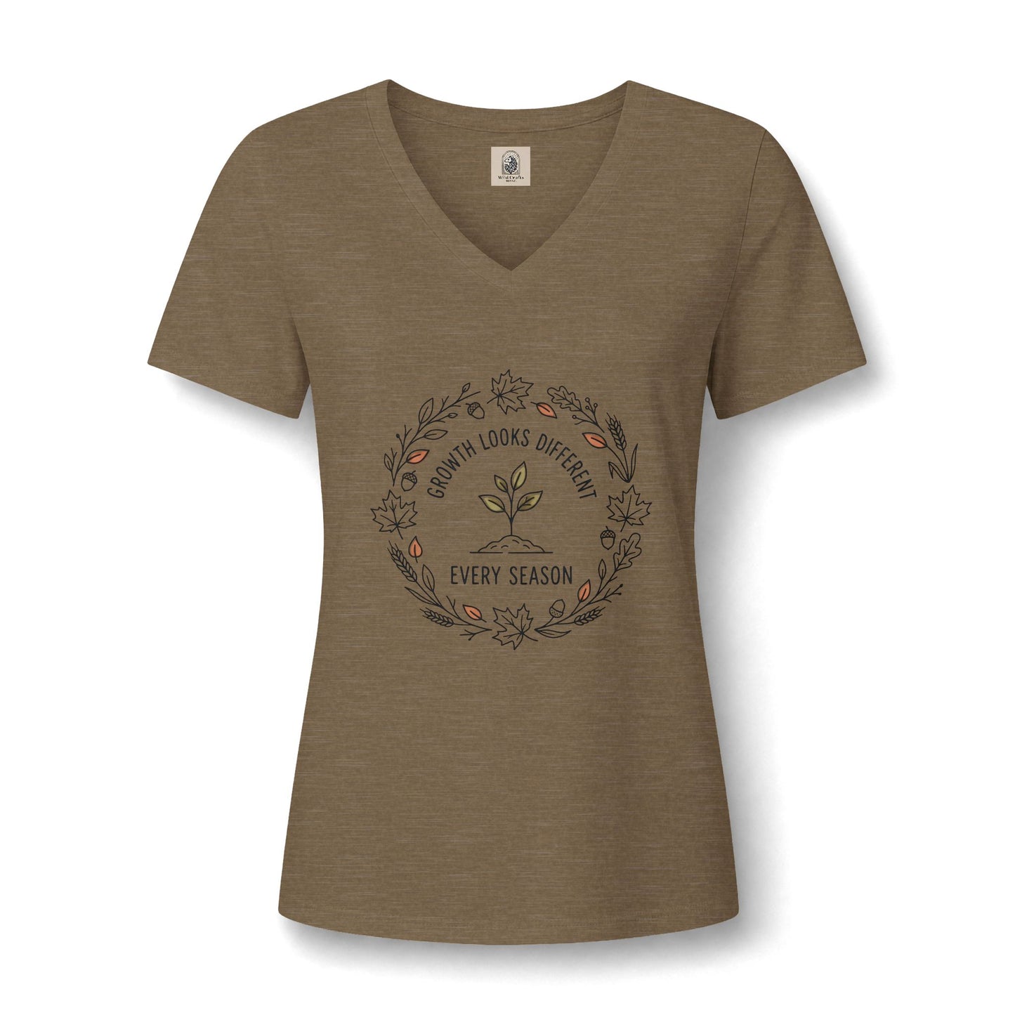 Womens Relaxed Fall V Neck Tee Shirt Heathered Everyday Comfort