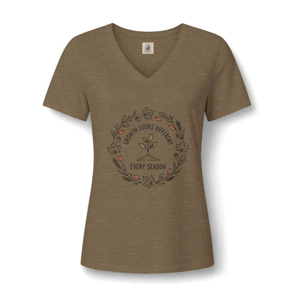 Womens Relaxed Fall V Neck Tee Shirt Heathered Everyday Comfort