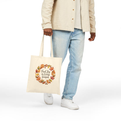 Autumn Leaf Tote Bag Cotton Canvas With Long Handles And Seasonal Charm