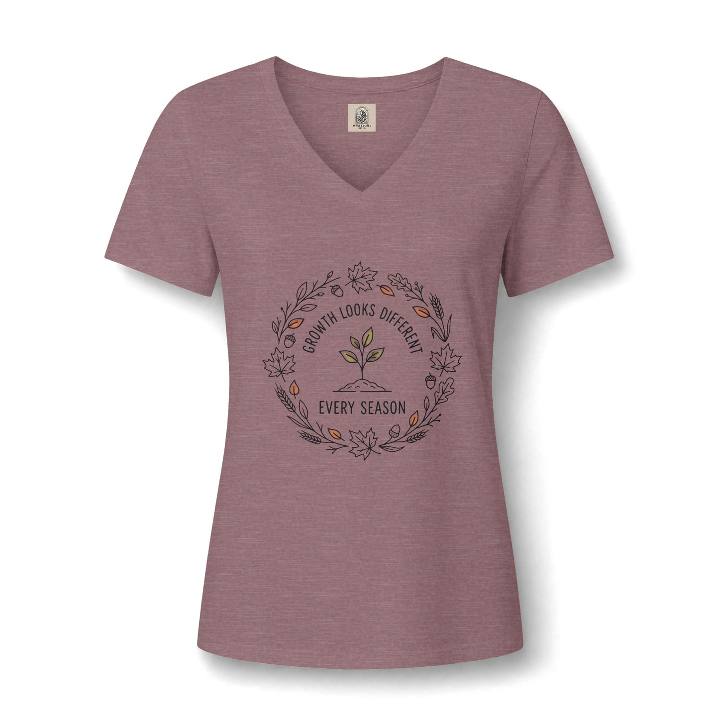 Womens Relaxed Fall V Neck Tee Shirt Heathered Everyday Comfort