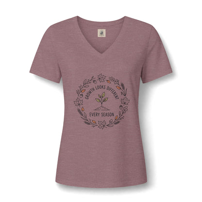 Womens Relaxed Fall V Neck Tee Shirt Heathered Everyday Comfort