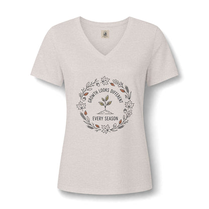 Womens Relaxed Fall V Neck Tee Shirt Heathered Everyday Comfort