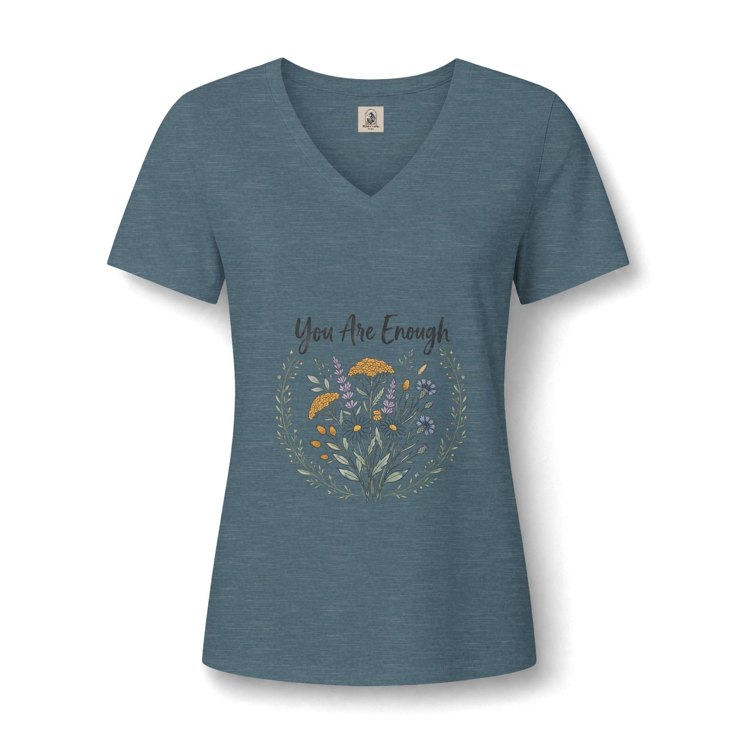 You Are Enough Floral V Neck Tee Womens Lightweight Summer Top
