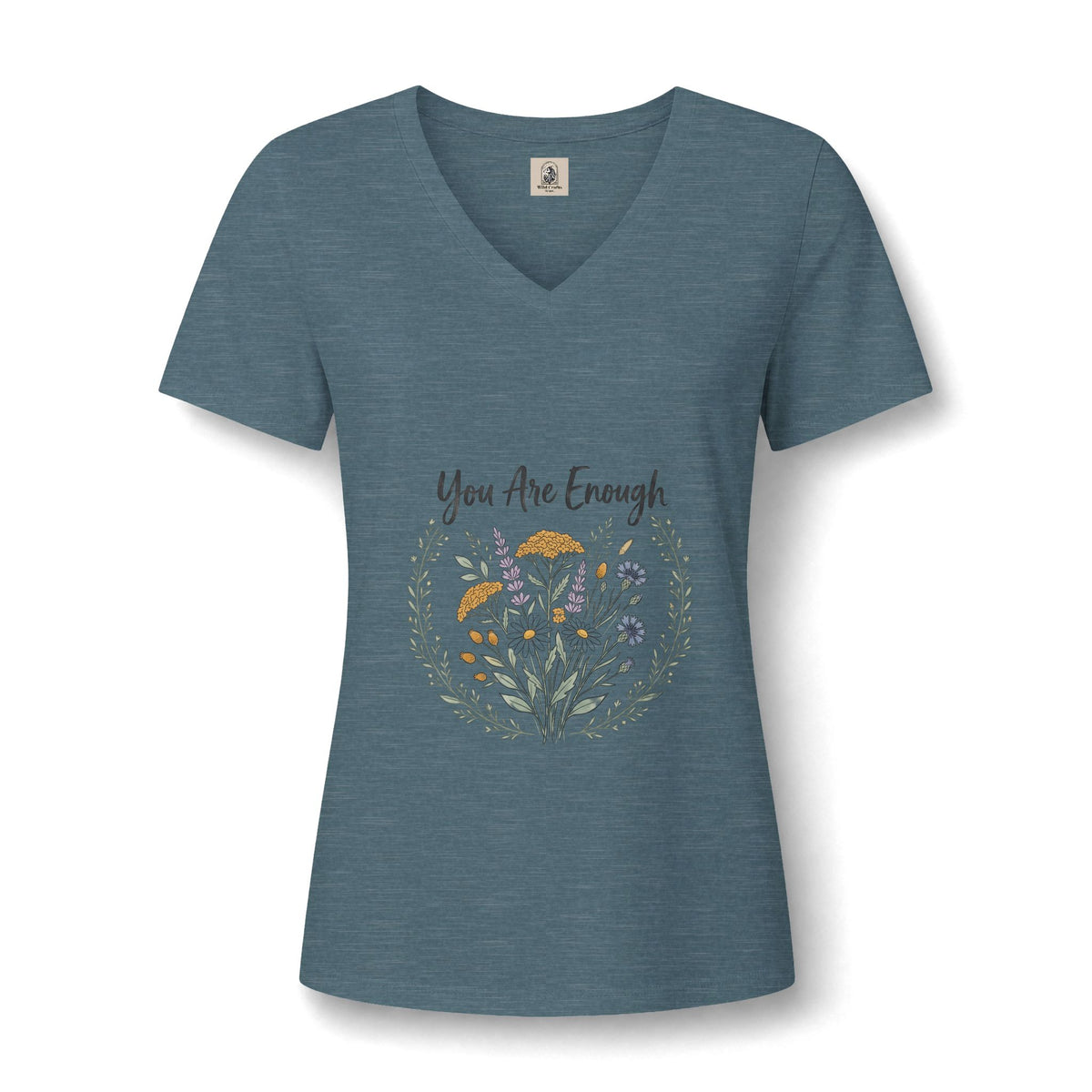 You Are Enough Floral V Neck Tee Womens Lightweight Summer Top