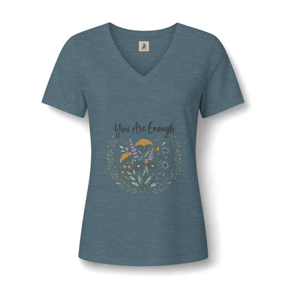 You Are Enough Floral V Neck Tee Womens Lightweight Summer Top
