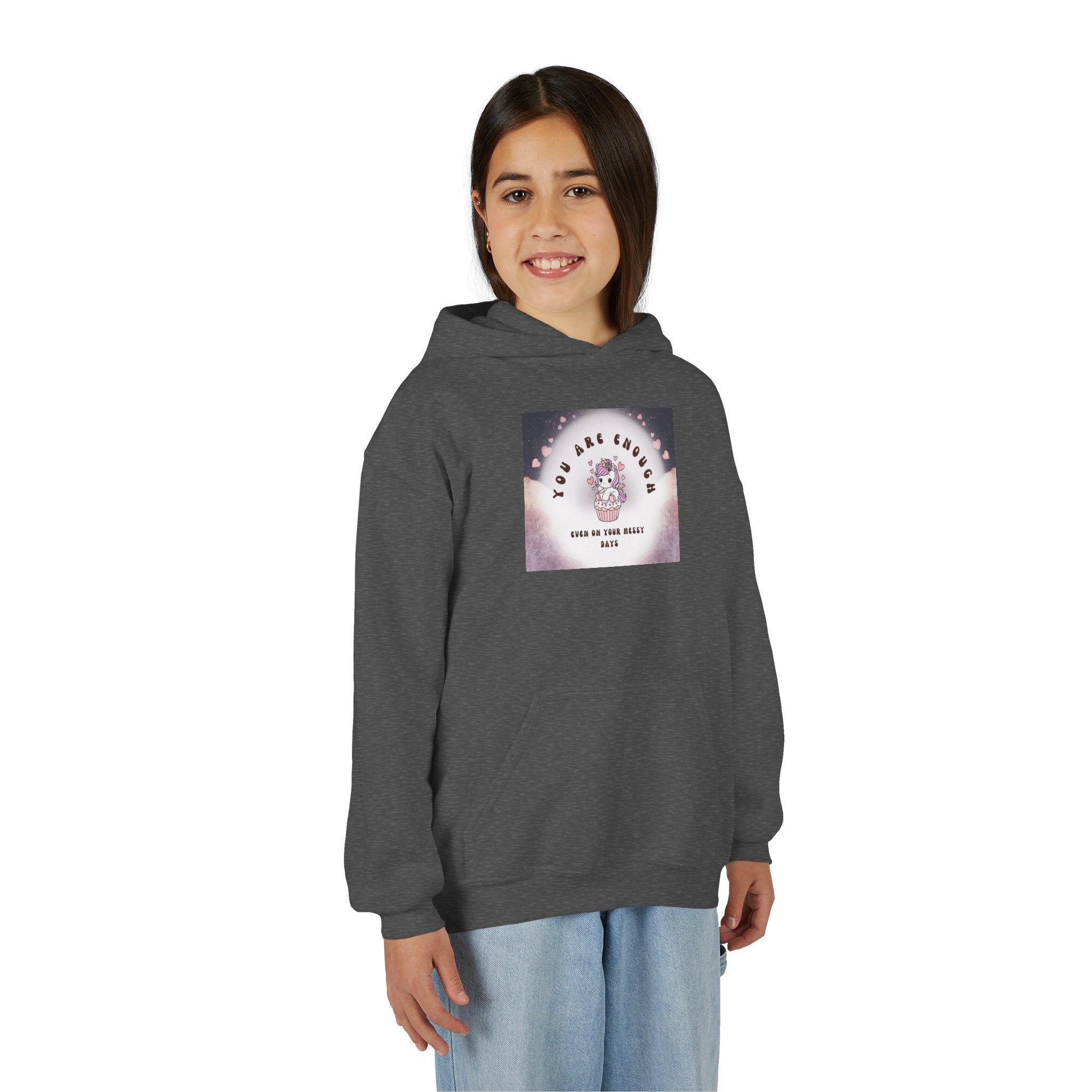 Youth Hoodie — "You Are Enough" Unicorn Comfort Sweatshirt for Kids