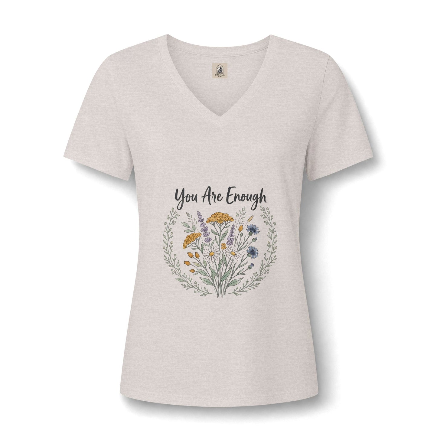 You Are Enough Floral V Neck Tee Womens Lightweight Summer Top
