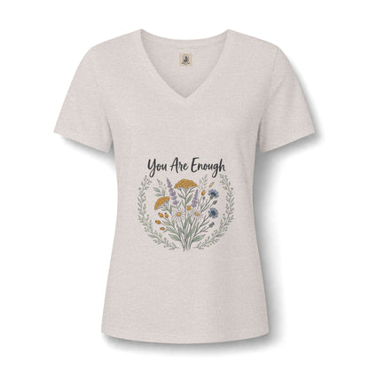 You Are Enough Floral V Neck Tee Womens Lightweight Summer Top