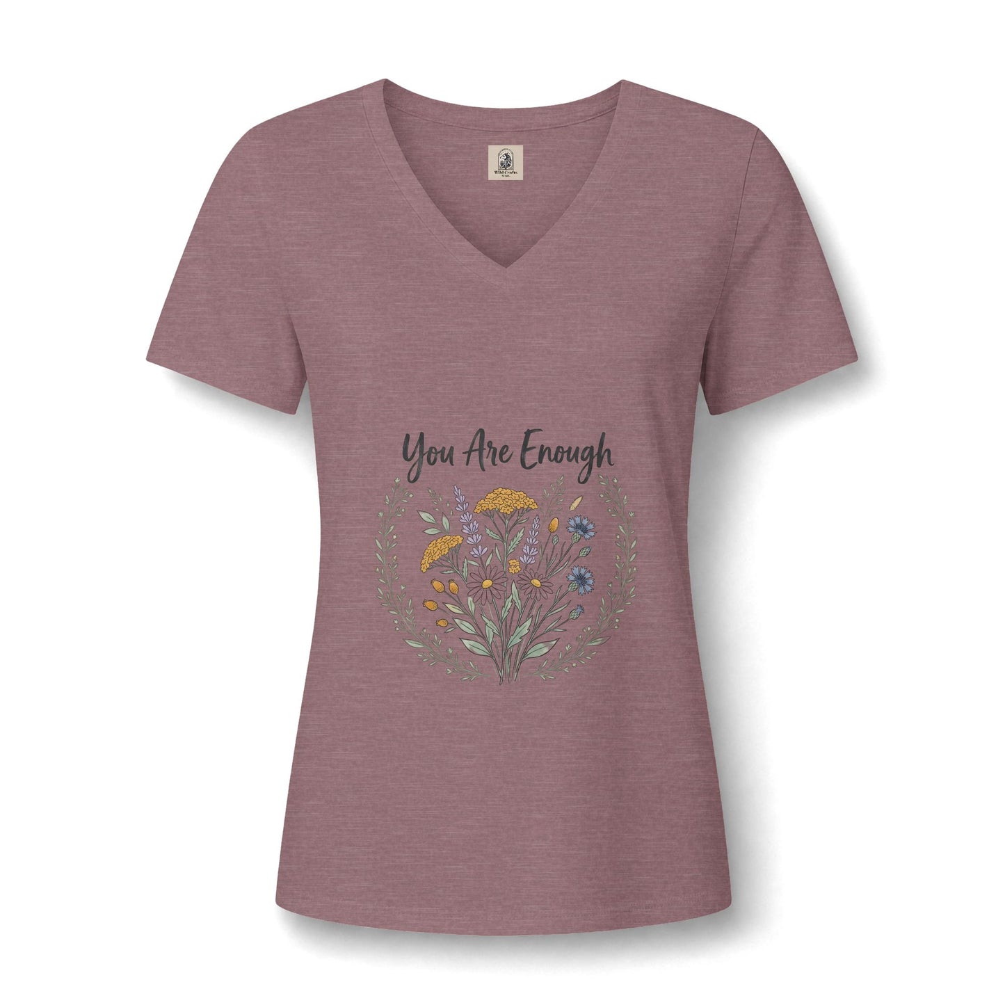 You Are Enough Floral V Neck Tee Womens Lightweight Summer Top