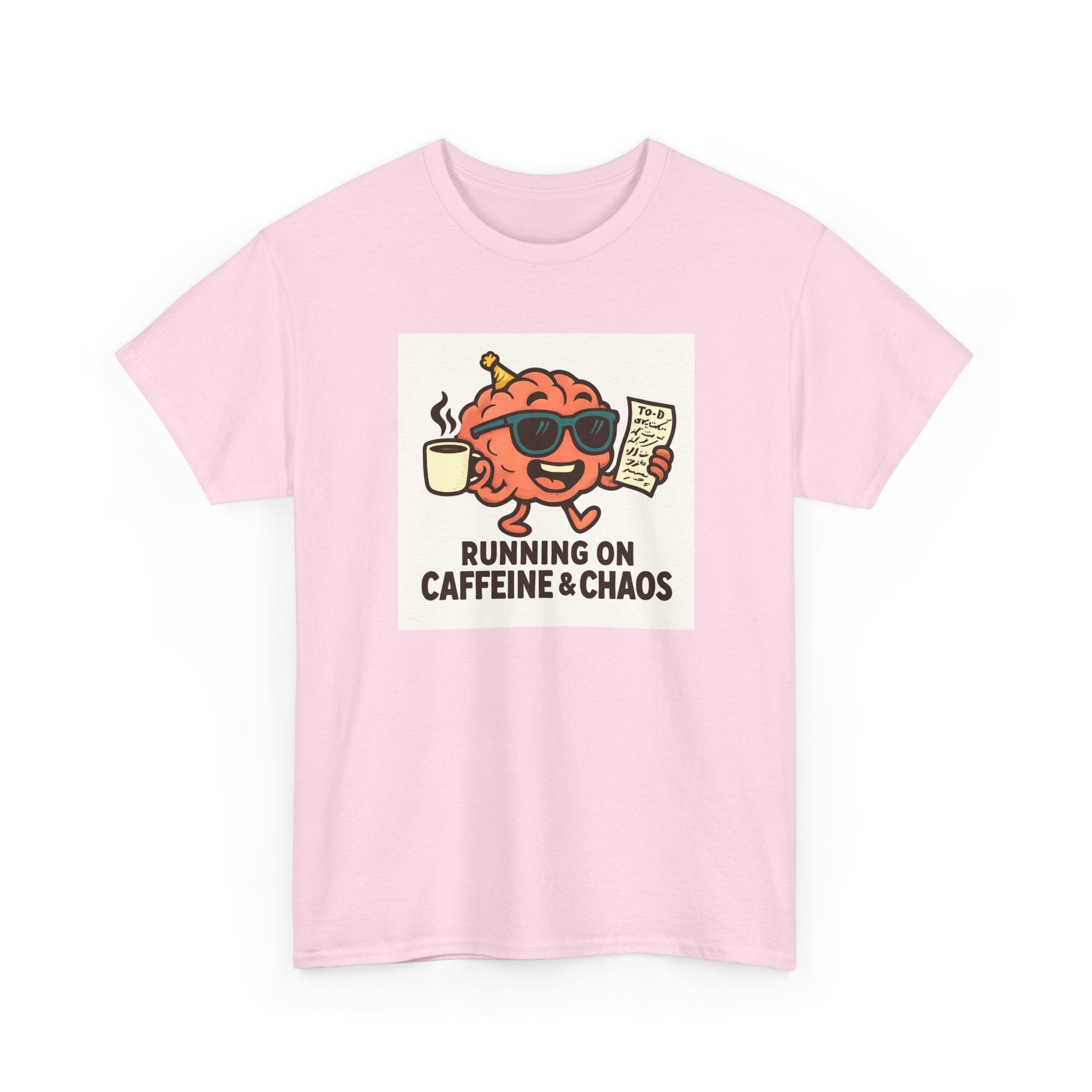 Funny Coffee Lover Tee - Running on Caffeine & Chaos, Humor T-Shirt, Gift for Coffee Addicts, Quirky Graphic Tee, Unisex Casual Wear