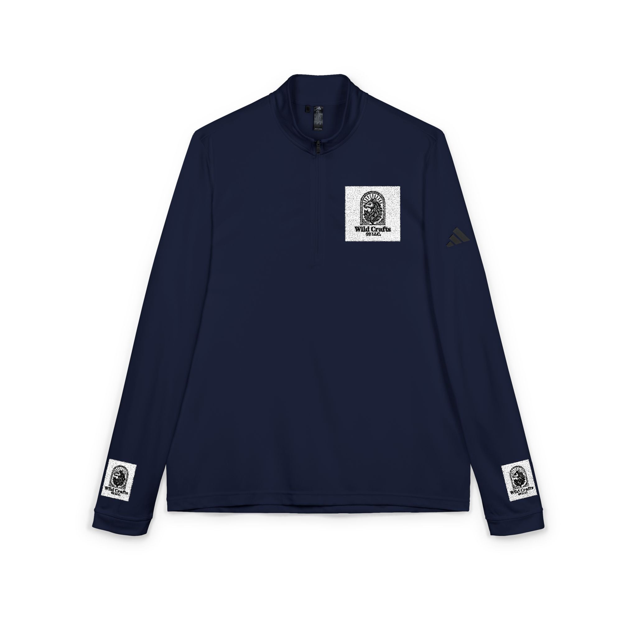 Brand logo Adidas Embroidered Quarter-Zip Pullover — Minimal Crest Logo