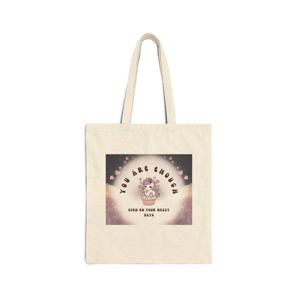 You Are Enough Unicorn Canvas Tote Bag — Inspirational Everyday Grocery Tote