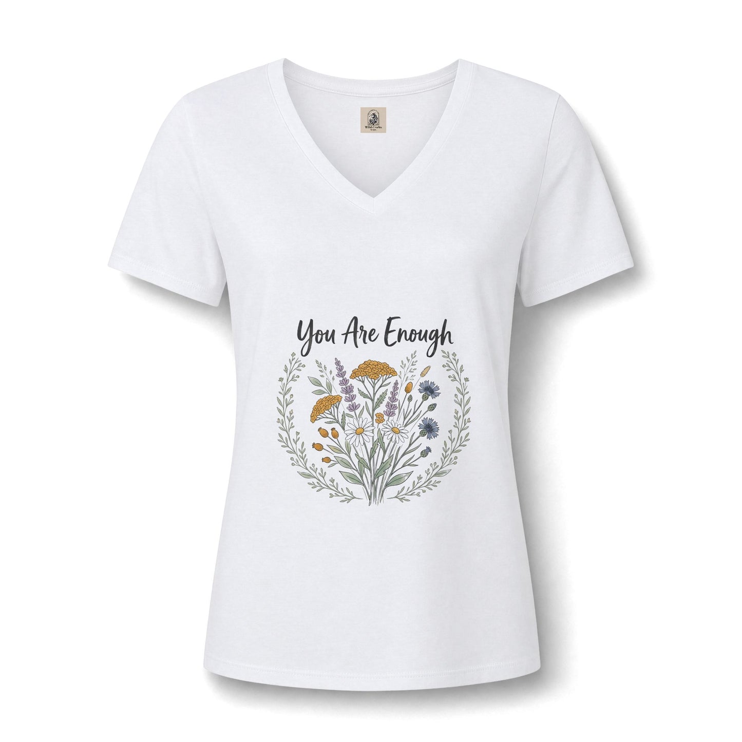 You Are Enough Floral V Neck Tee Womens Lightweight Summer Top