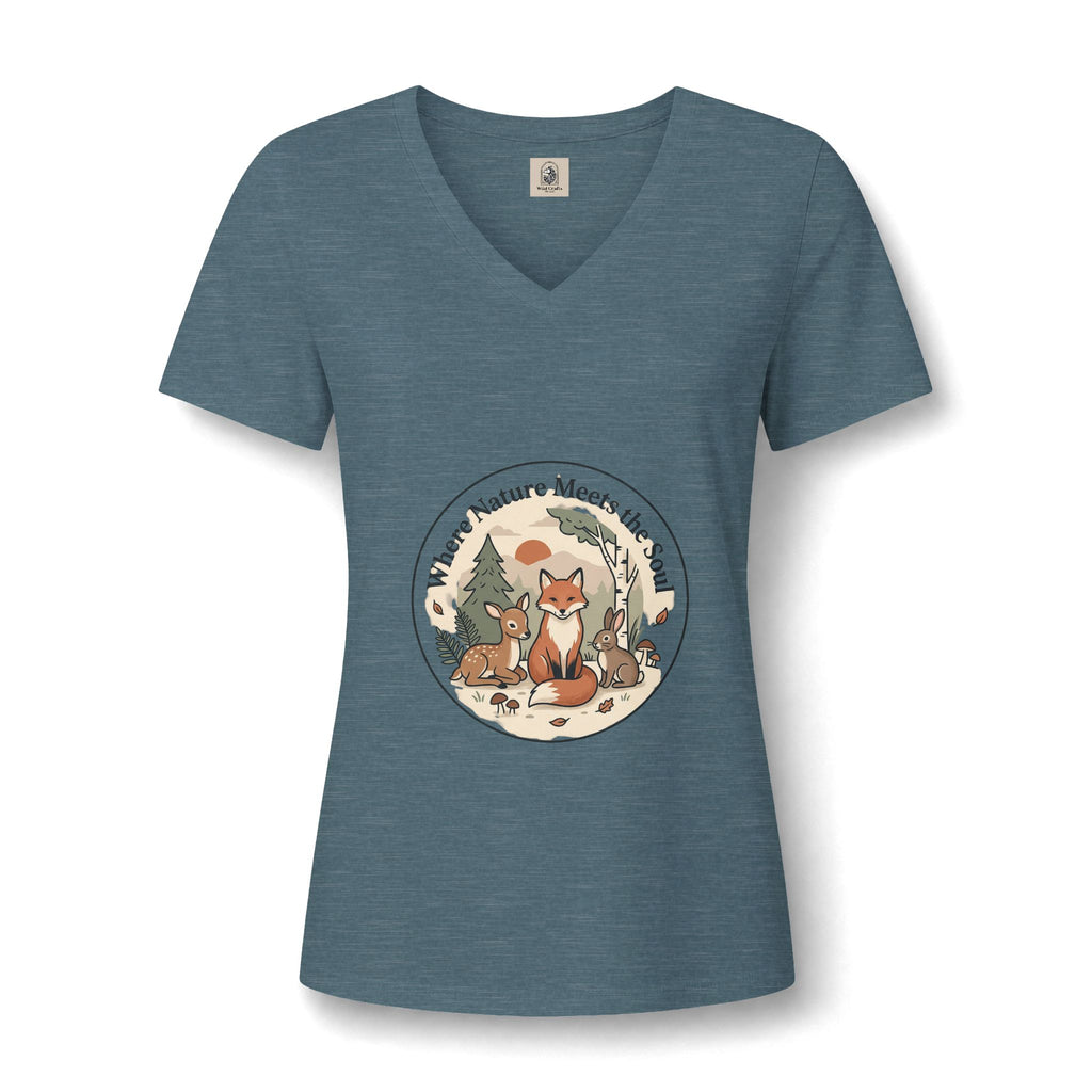 Fox Nature V Neck Tee Where Nature Meets The Soul Soft Cotton Tee