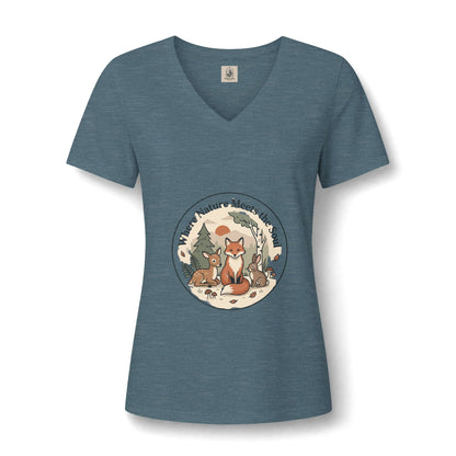 Fox Nature V Neck Tee Where Nature Meets The Soul Soft Cotton Tee